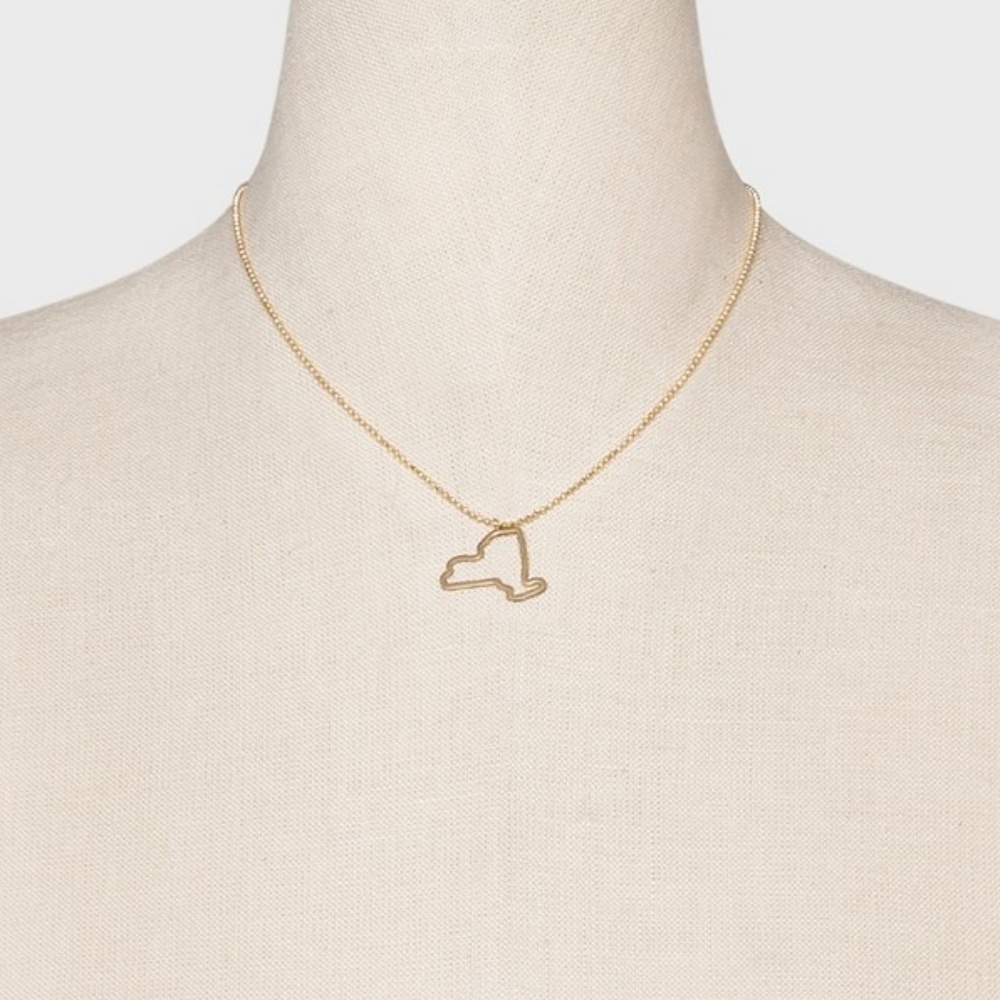 New York State Outline Gold Toned Necklace